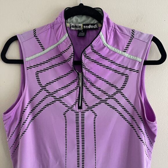 Jamie Sadock 1/4 Zip Golf Top Size M Tennis Active High Neck Sleeveless Purple - Picture 2 of 7